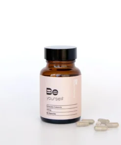 Be Yourself brand Core model wellness supplement container with custom graphic label
