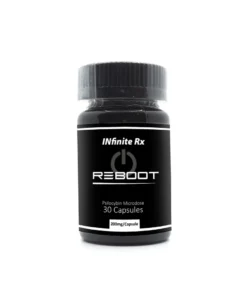 INfinite Rx brand Reboot model wellness supplement container with a sleek secure closure