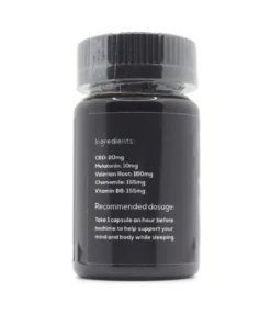 back of INfinite Rx brand SleePM model specialty supplement container with a secure closure cap