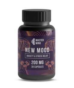 Front view of Mastermind brand New Mood Capsules six thousand milligram specialty supplement packaging